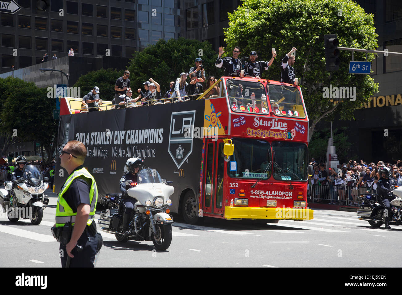 LA Kings 2014 Stanley Cup Victory Parade, Los Angeles, California, USA Stock Photo