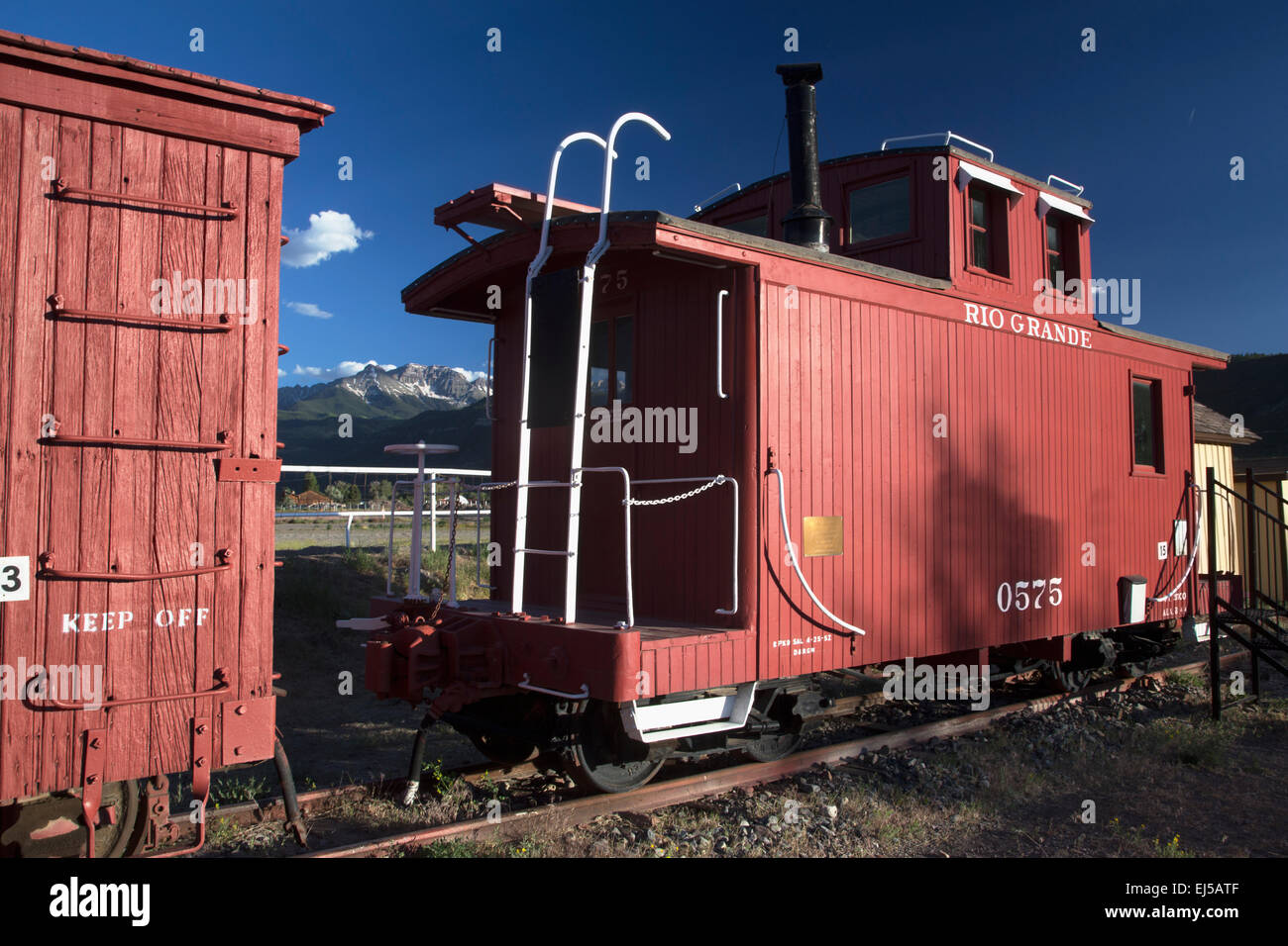 Antique red railroad cars, Ridgway, Colorado, USA Stock Photo Alamy