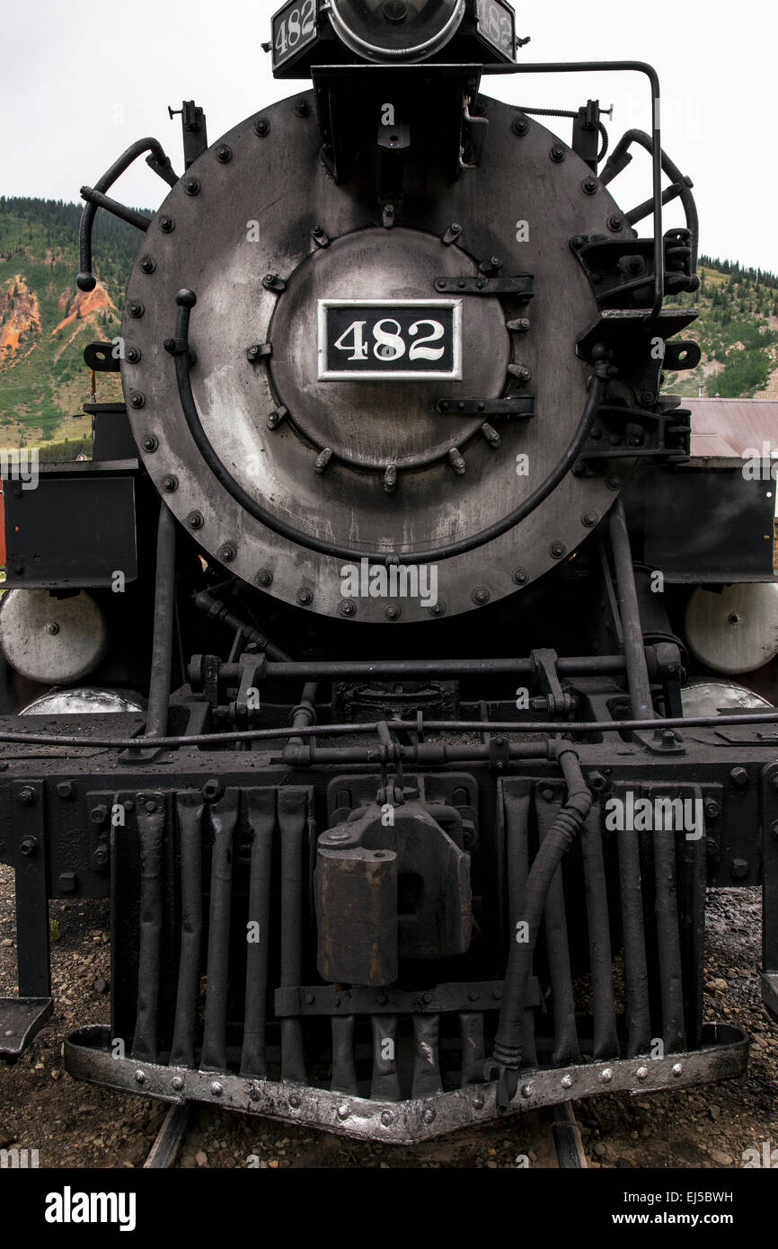 Steam engine, Durango and Silverton Narrow Gauge Railroad, Silverton, Colorado, USA Stock Photo