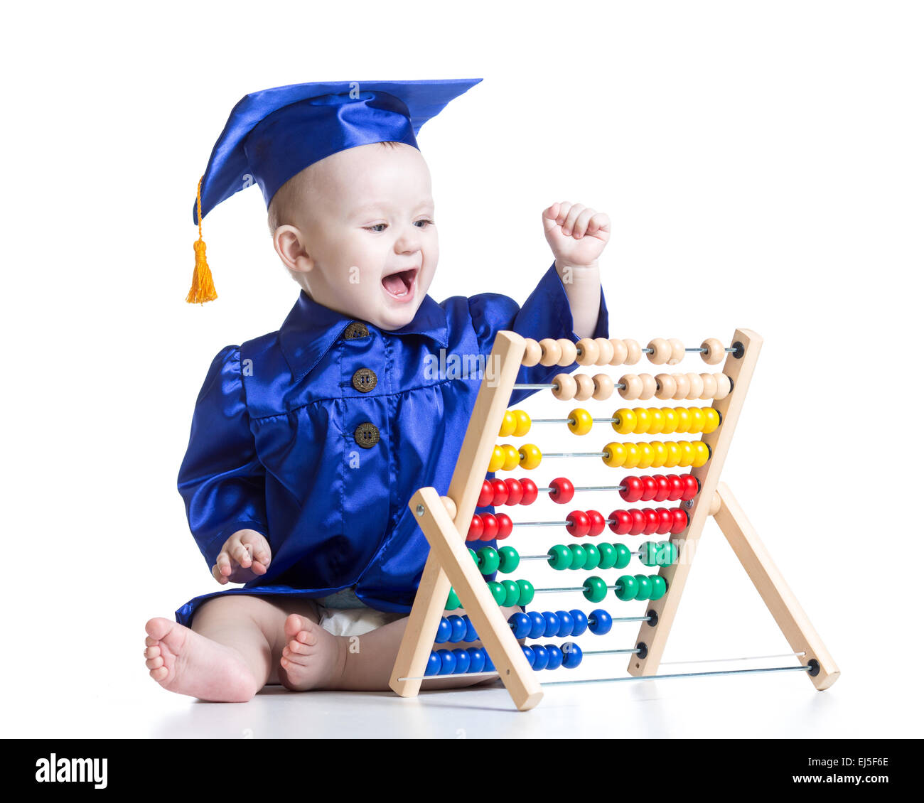 Kid with counter toy. Concept of early learning child Stock Photo Alamy