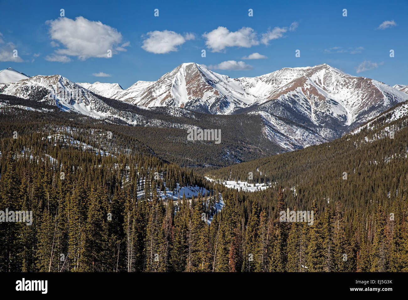 View of Mount Aetna and Taylor Mountain in the winter from Monarch Pass Stock Photo