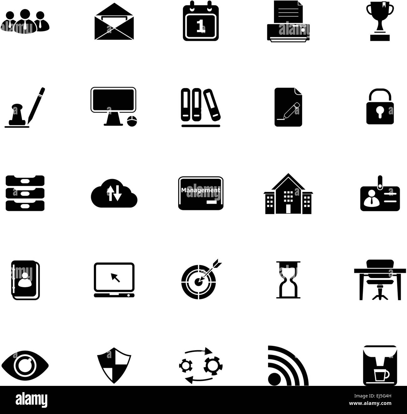Business management icons on white background, stock vector Stock ...
