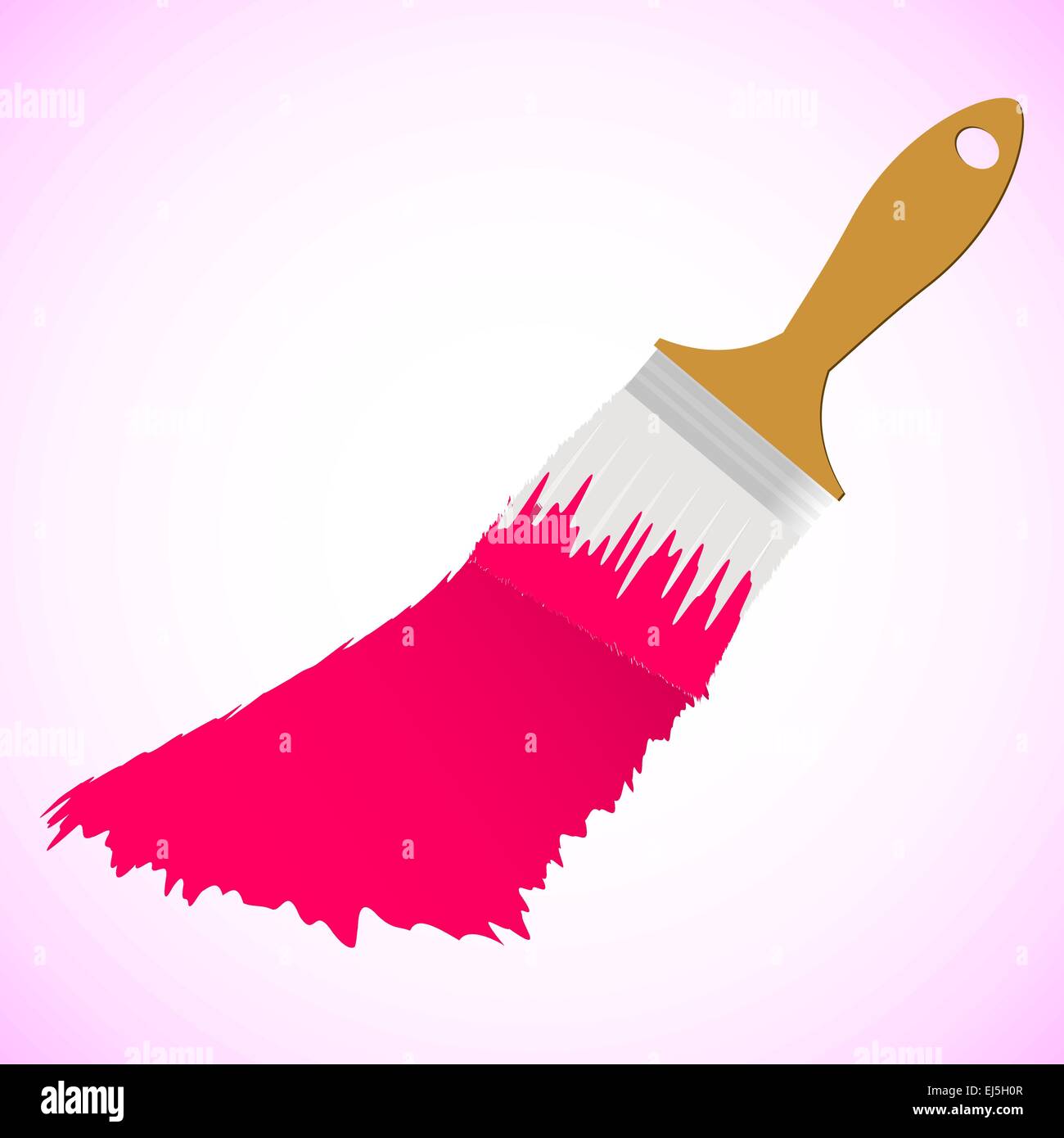Pink colour paint brush on pink smooth background, vector illustration