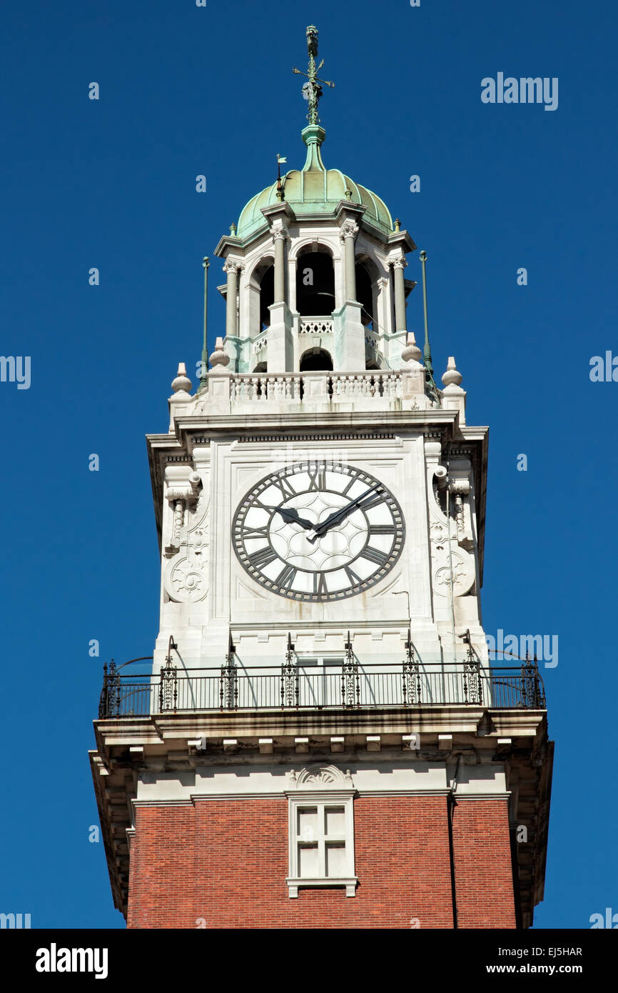 Clock on a bell tower of a cathedral in the city of Buenos Aires, Argentina Stock Photo