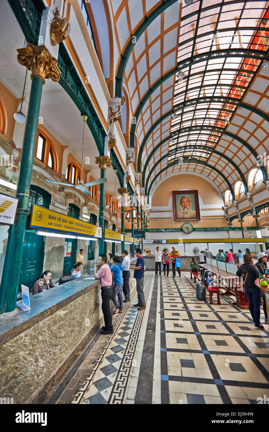 Interior of Saigon Central Post Office. Ho Chi Minh City, Vietnam Stock
