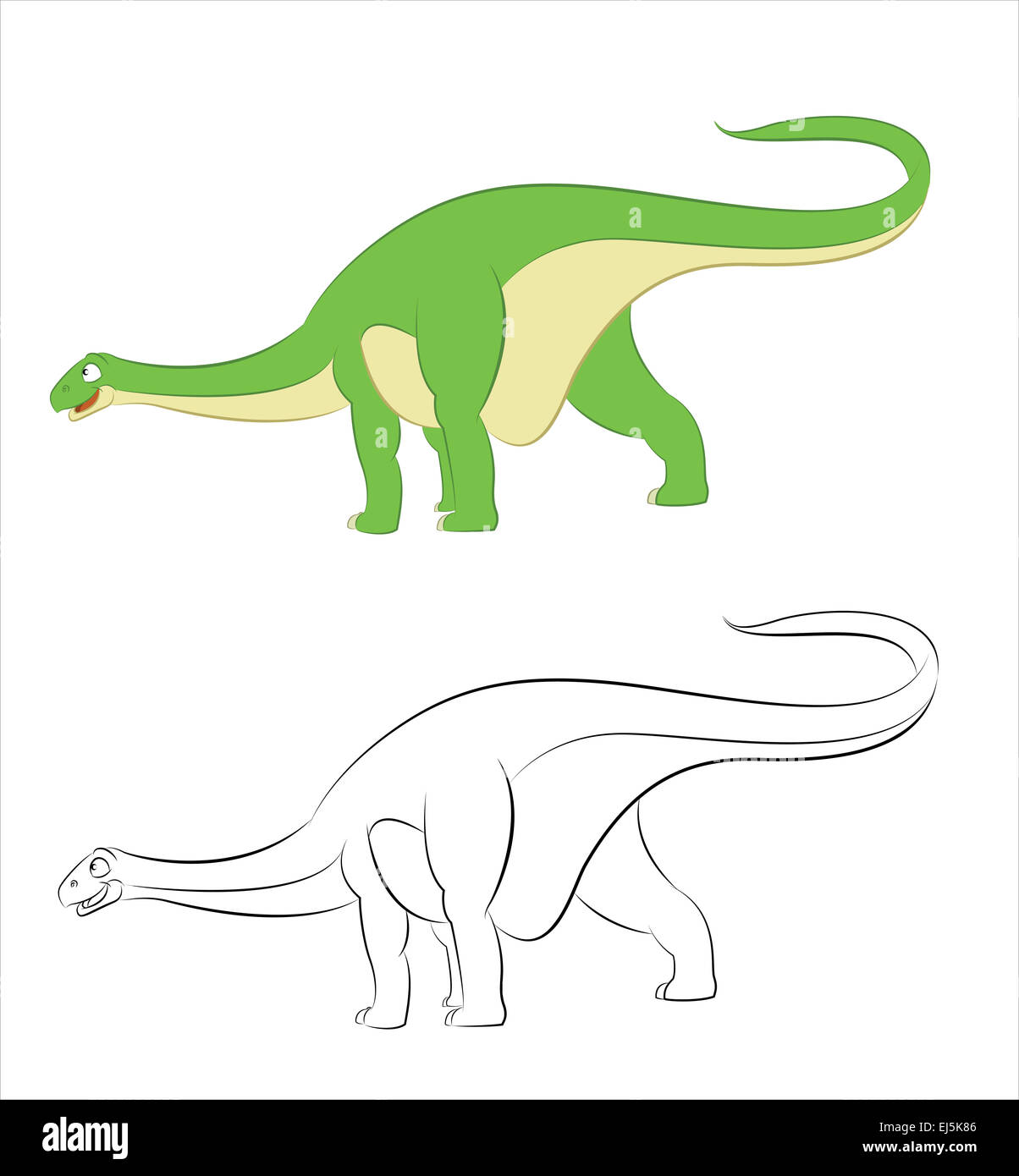 Vector image of funny cartoon dinosaur diplodocus Stock Photo