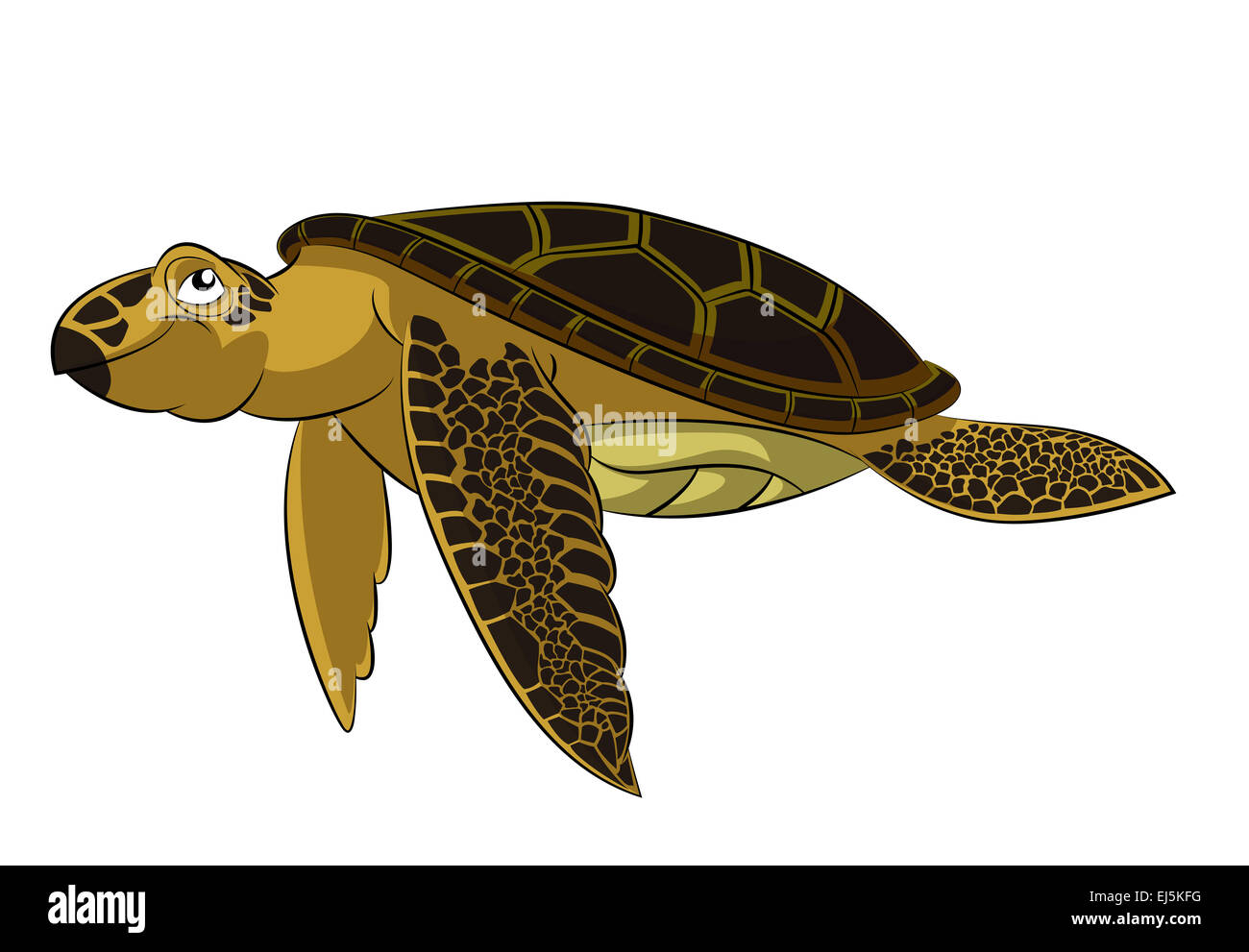 Vector image of funny cartoon smiling sea turtle Stock Photo