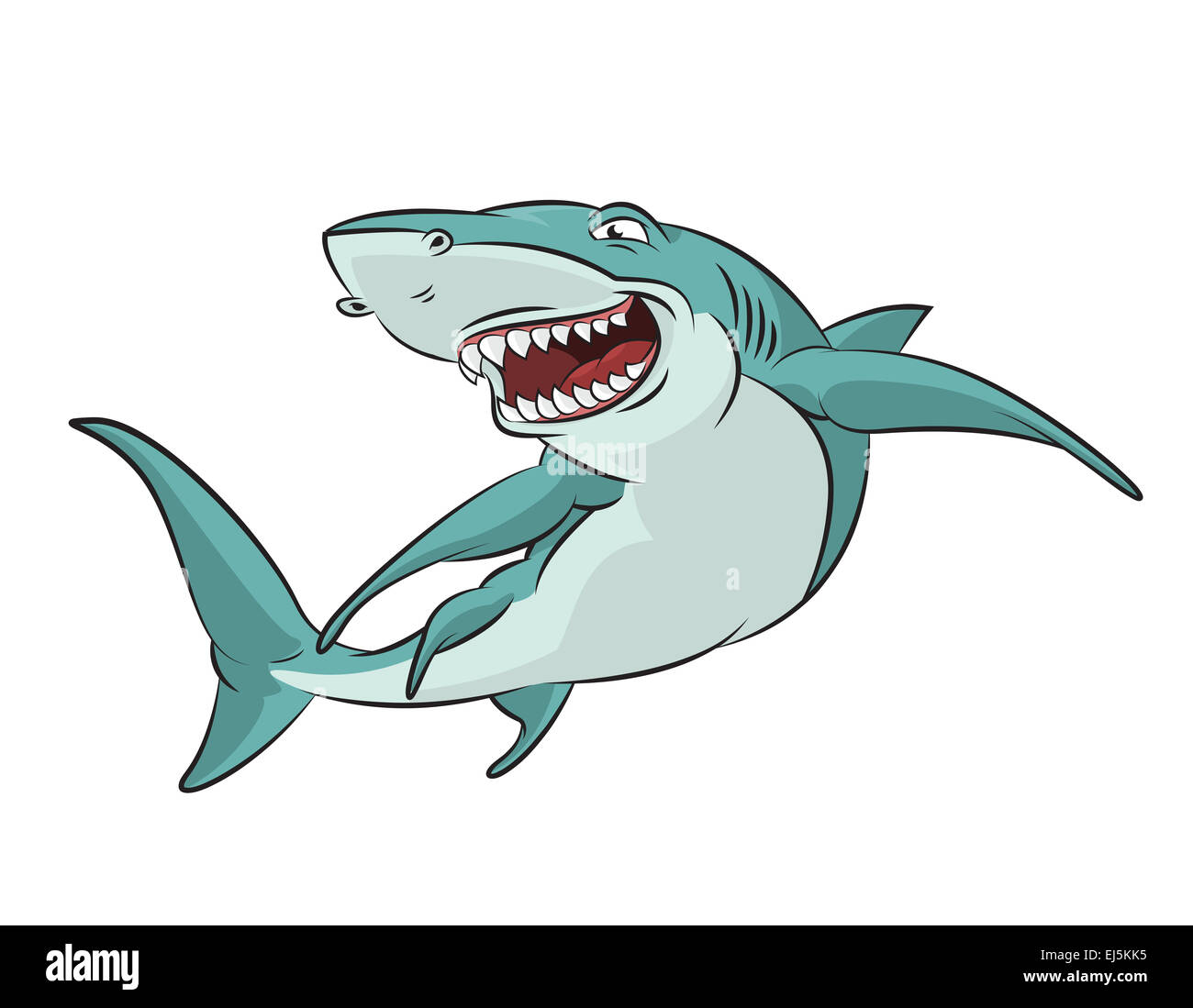Vector image of funny cartoon smiling shark Stock Photo - Alamy