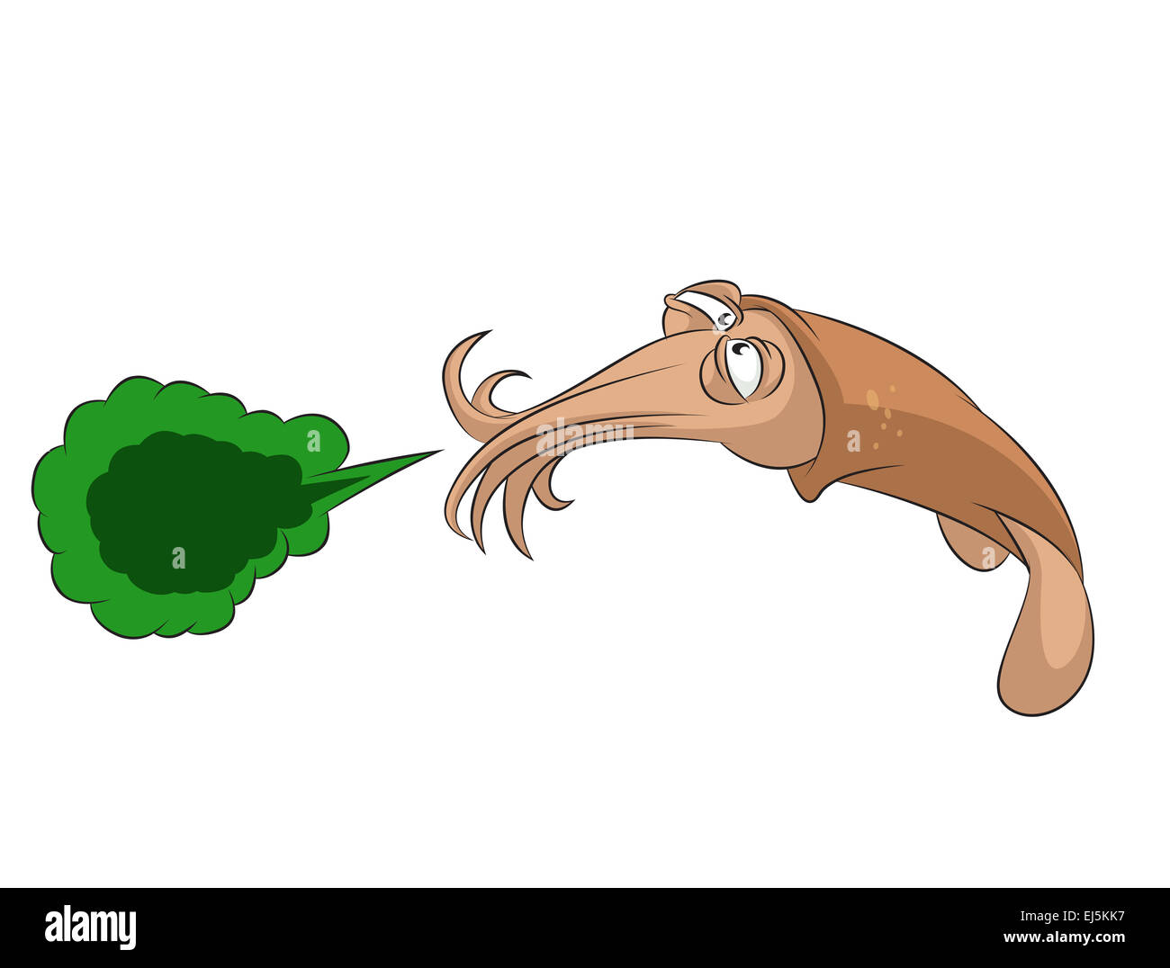 Vector image of funny cartoon sneeze squid Stock Photo - Alamy
