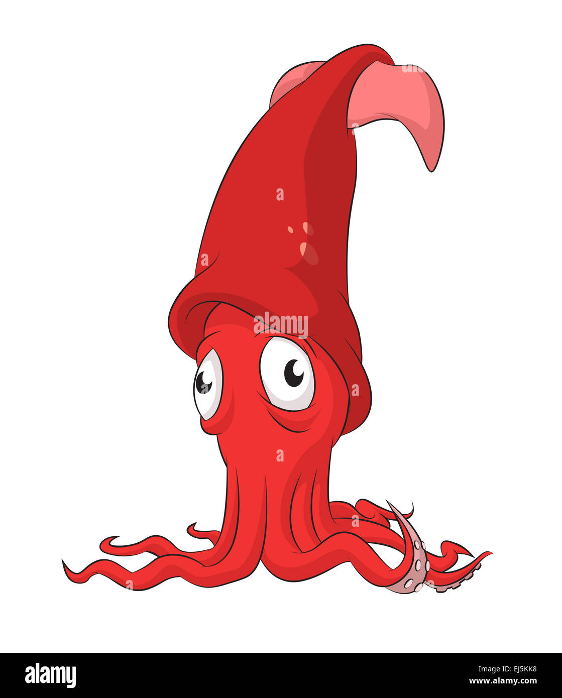 Vector image of funny cartoon red squid Stock Photo - Alamy