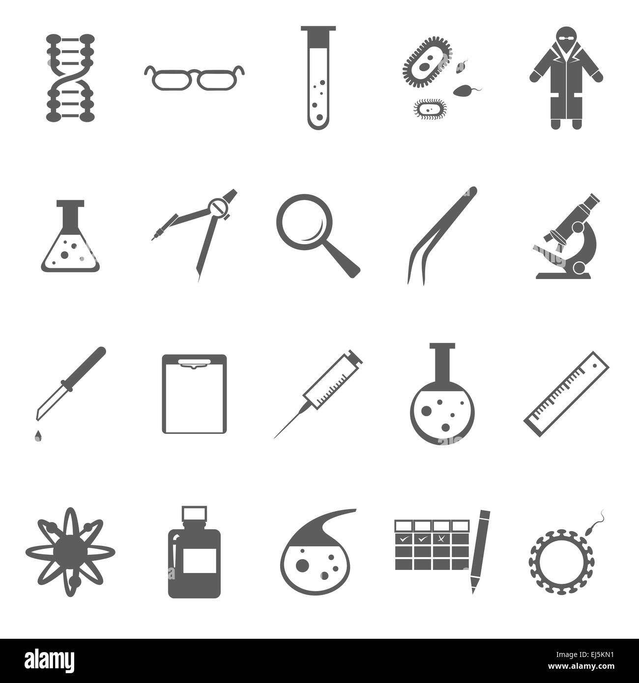 Vector image of set of Genetic gray icons Stock Photo