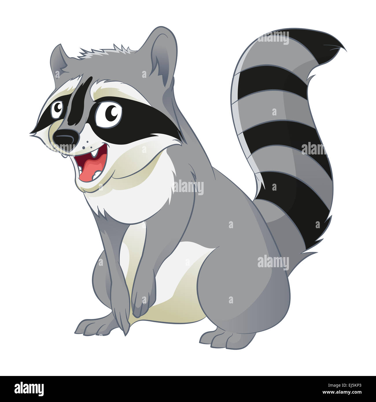 Vector image of an cartoon smiling raccoon Stock Photo