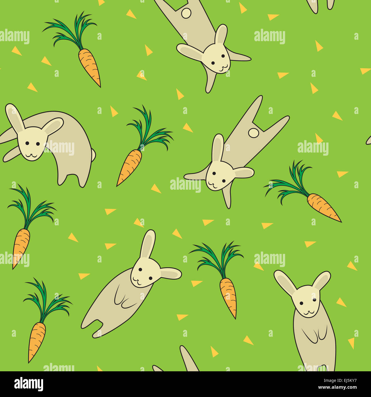 Vector image of Rabbit seamless pattern green color Stock Photo - Alamy