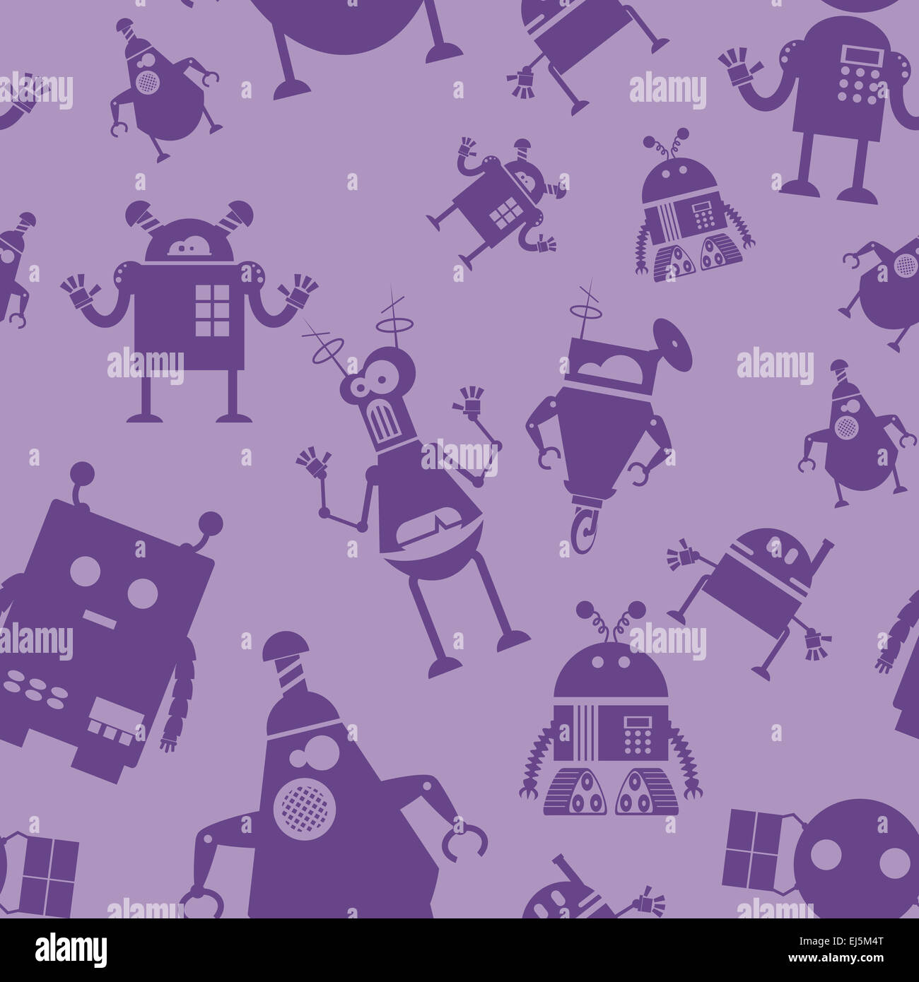 Vector image of seamless pattern with robots Stock Photo