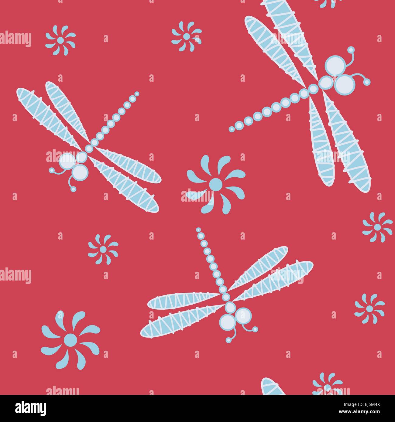 Vector image of seamless pattern with dragonfly Stock Photo - Alamy