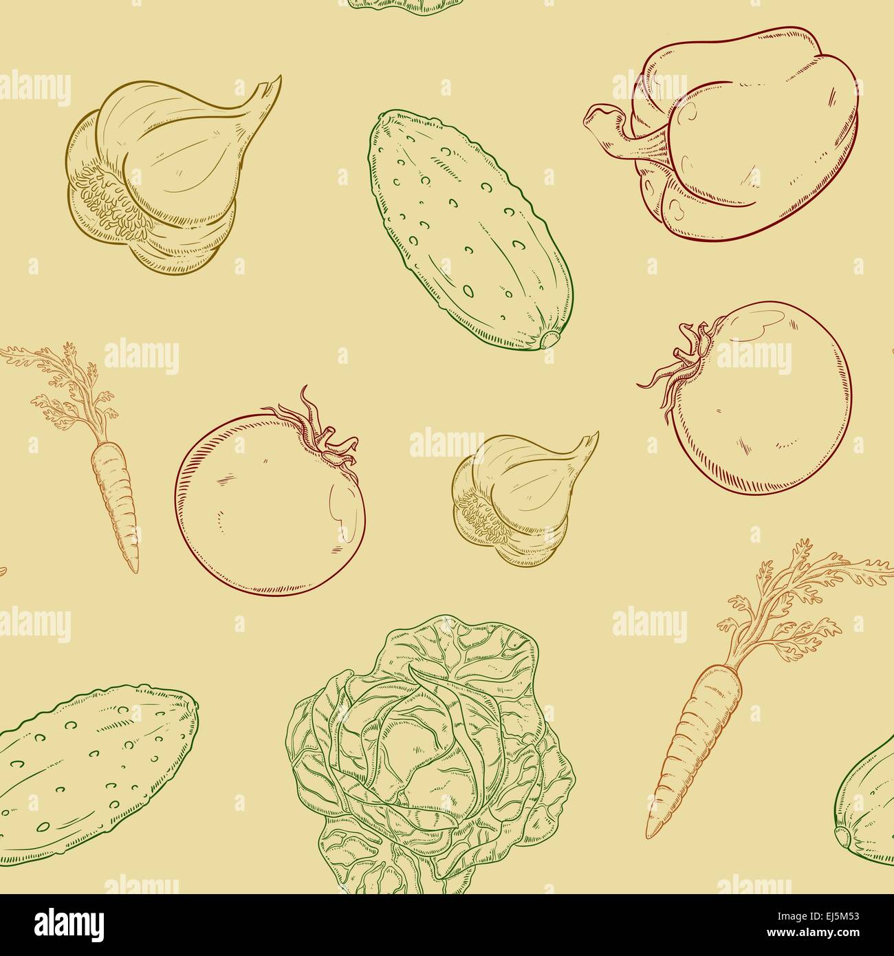 Vector image of seamless pattern with vegetables Stock Photo - Alamy