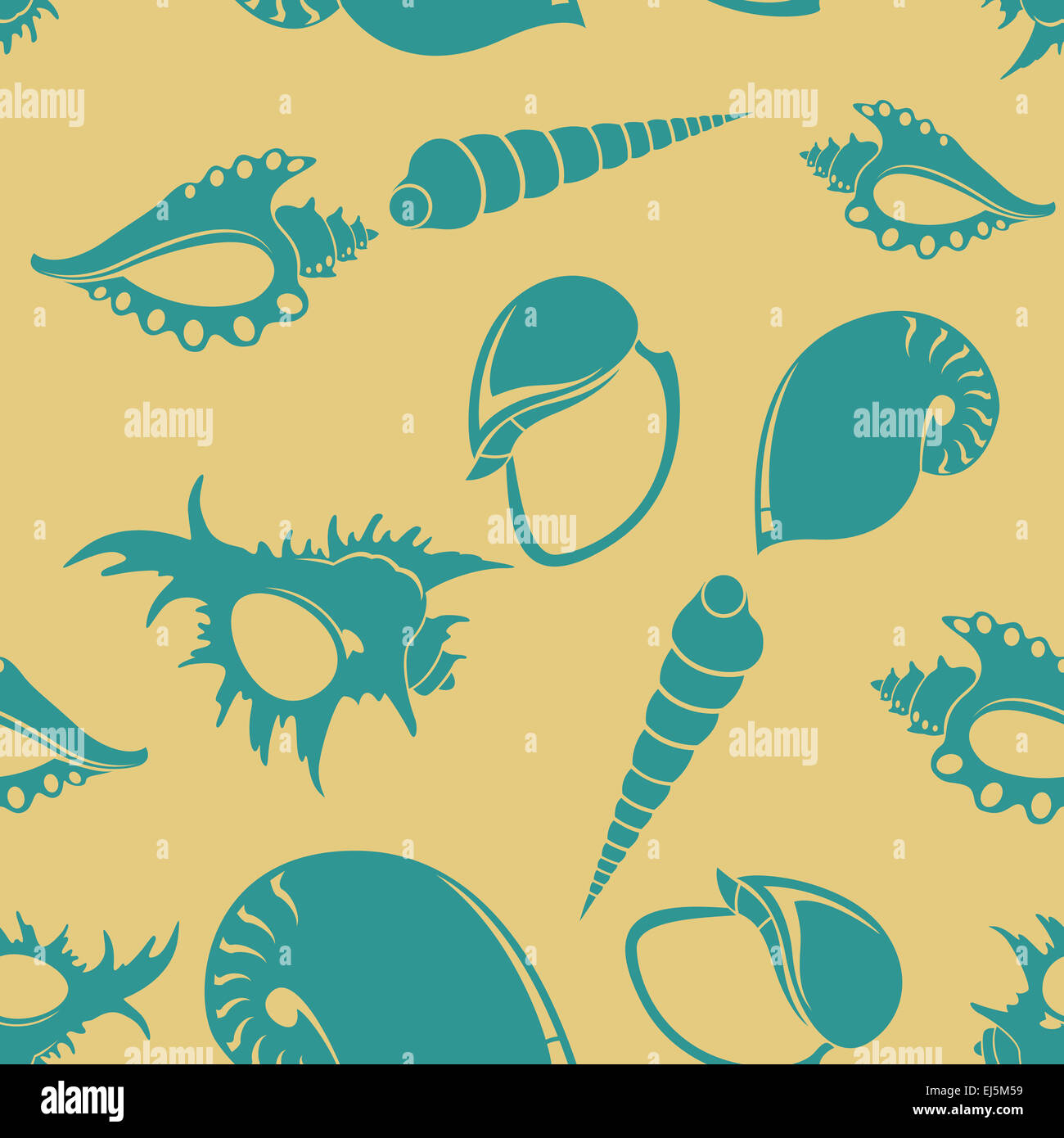 Vector image of seamless pattern with shell Stock Photo - Alamy