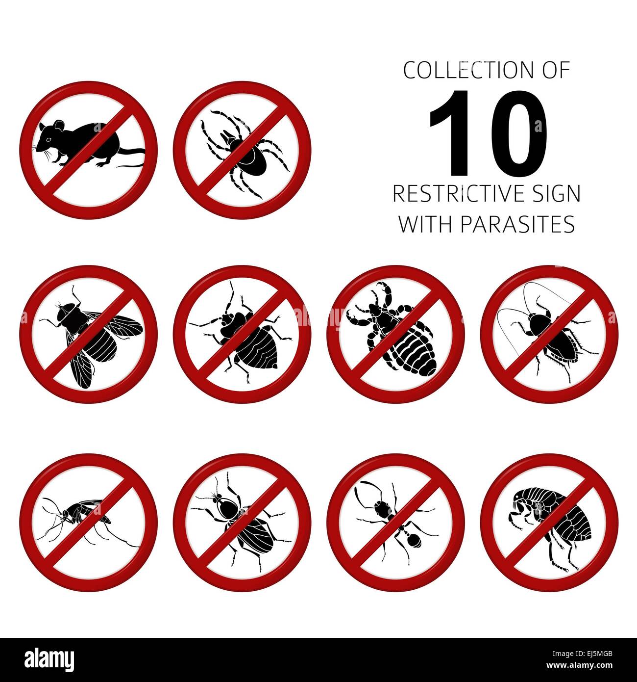 Vector Collection of image of 10 parasites Stock Photo
