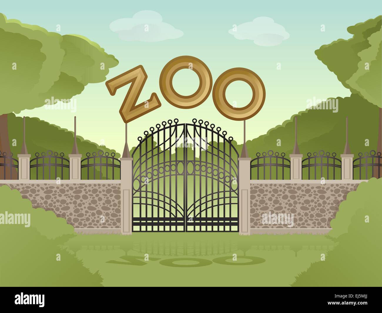 Vector image of cartoon zoological garden background Stock Photo - Alamy