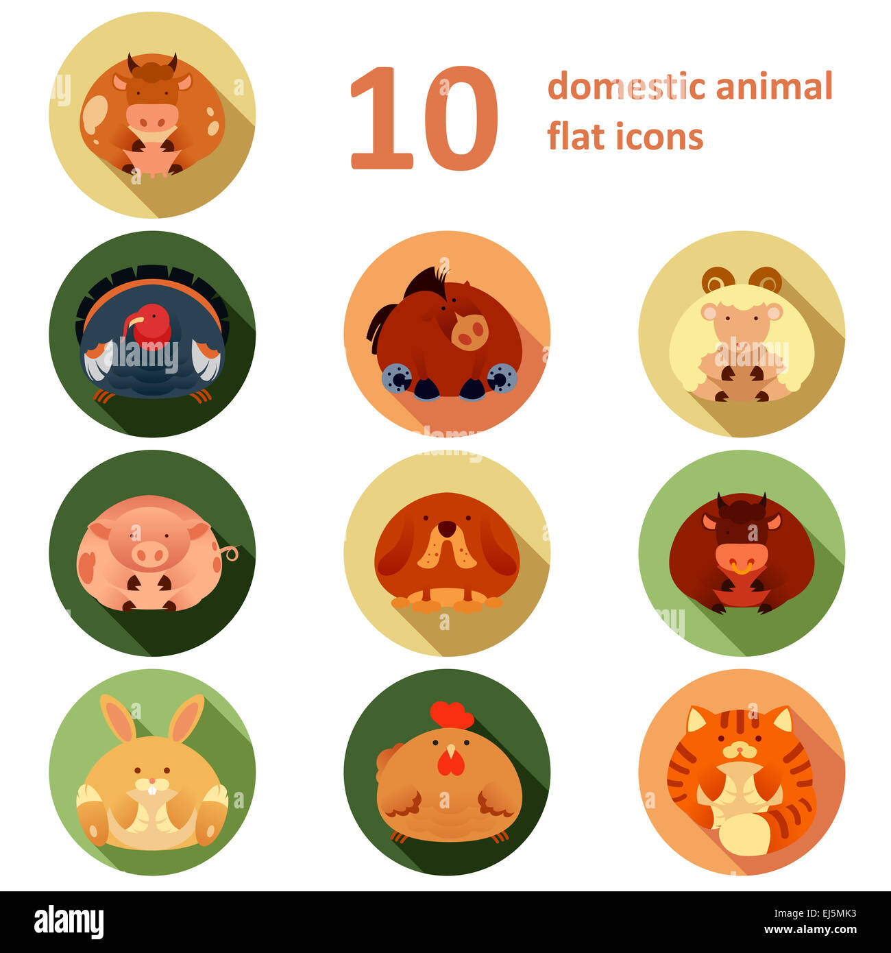 Vector collection of icons of farm animals Stock Photo - Alamy
