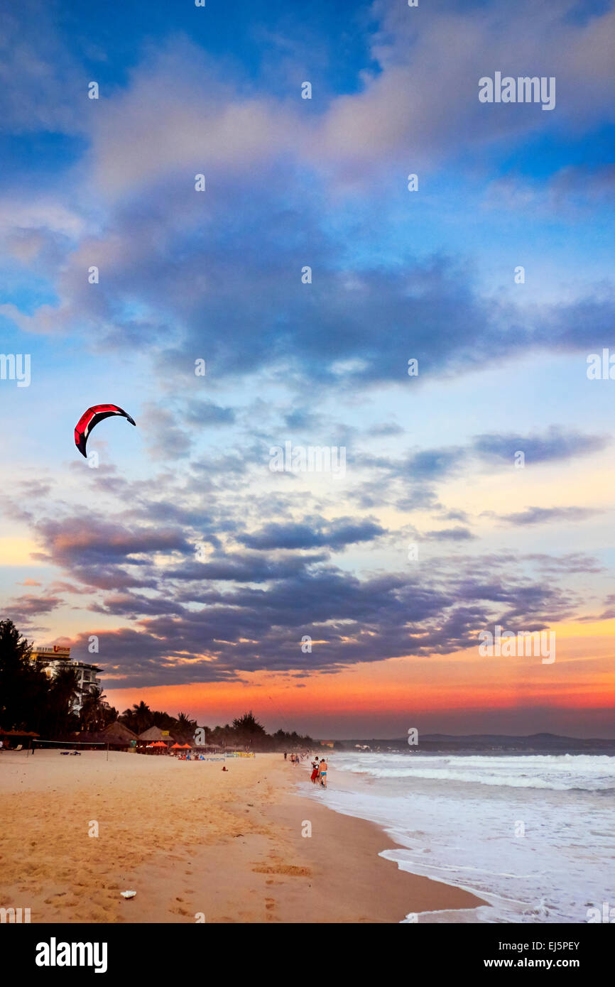 Colourful sunset at Mui Ne Beach. Mui Ne, Binh Thuan Province, Vietnam. Stock Photo