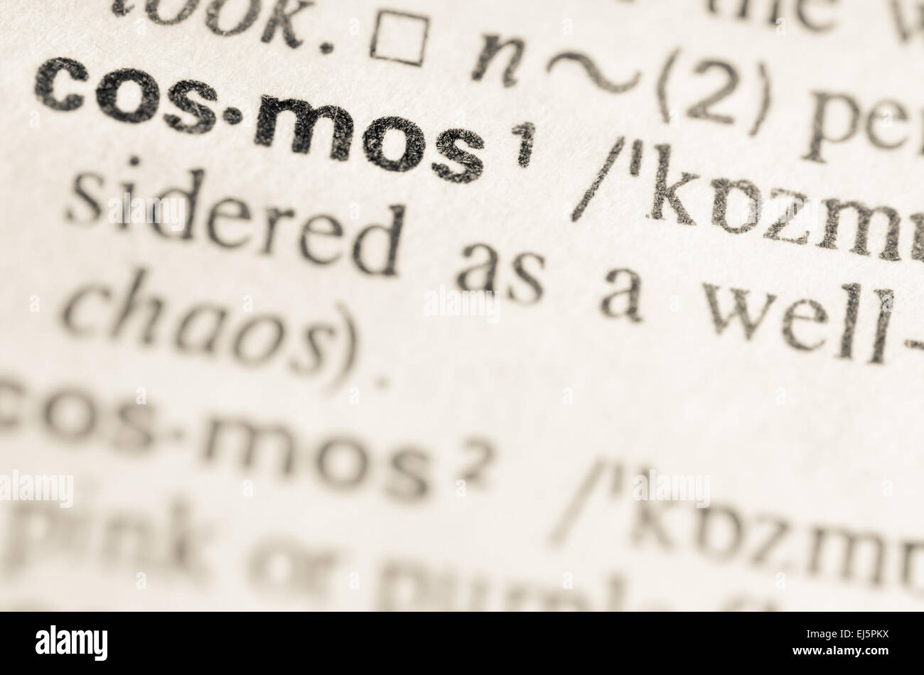 Definition of word cosmos in dictionary Stock Photo Alamy