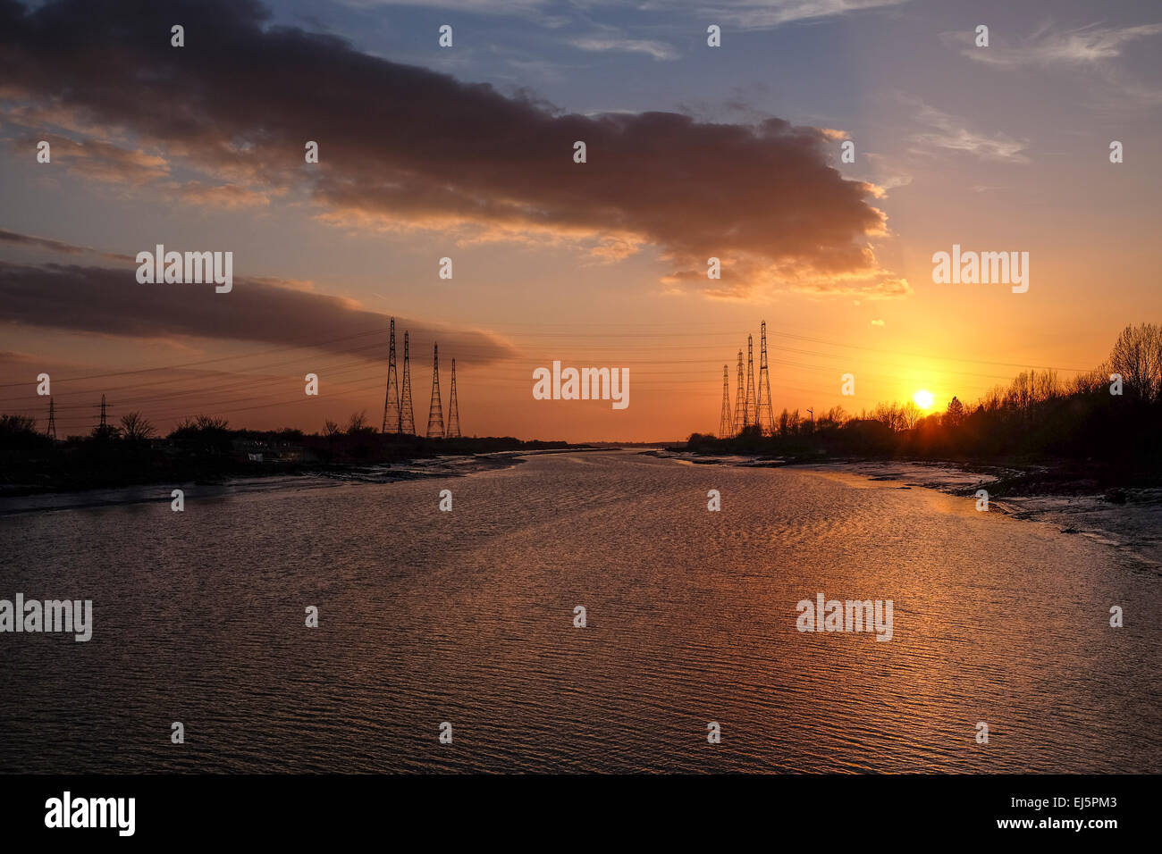 Electricity pylons in water hires stock photography and images Alamy