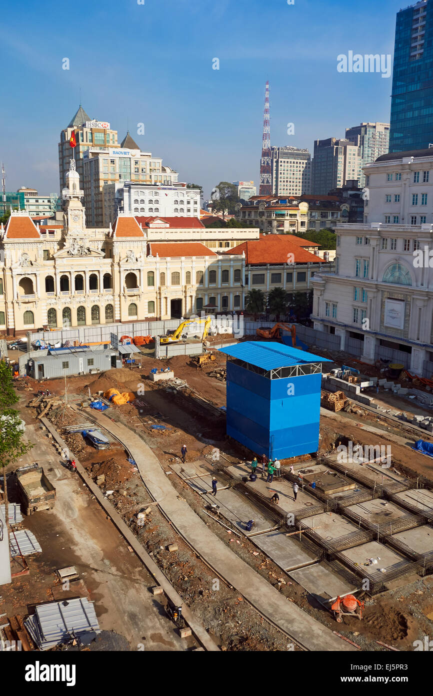 Metro construction site in District 1. Ho Chi Minh City, Vietnam Stock ...