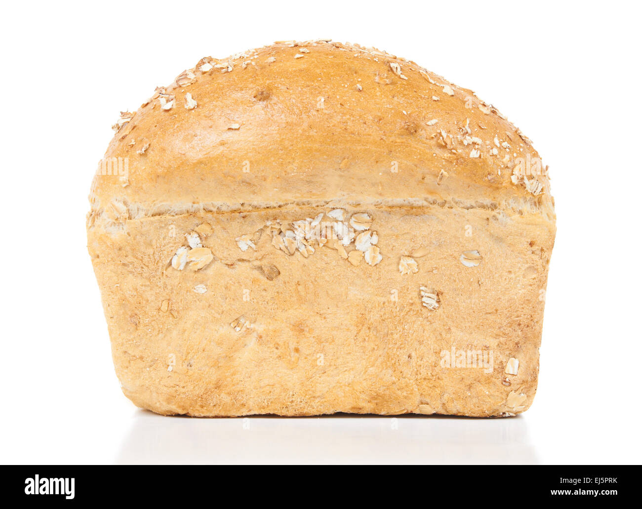 Loaf of bread with oats isolated on white Stock Photo