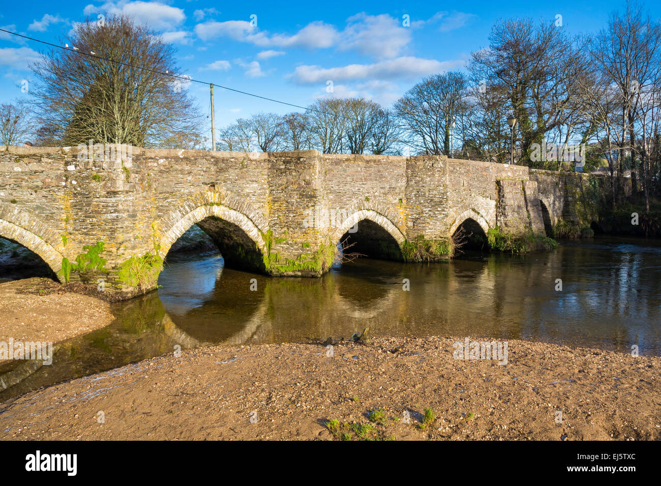 The Medieval Bridge over River Fowey at Lostwithiel Cornwall England UK Europe Stock Photo