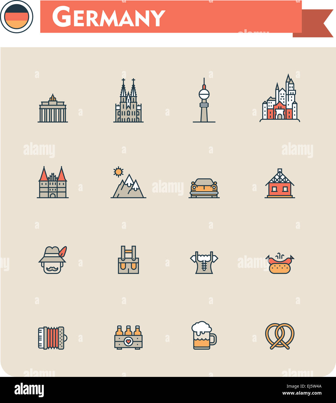 Germany travel icon set Stock Photo - Alamy
