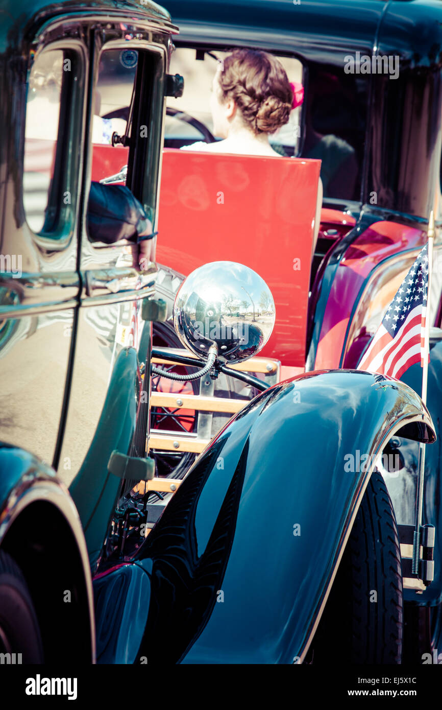 Classic cars parade Stock Photo - Alamy