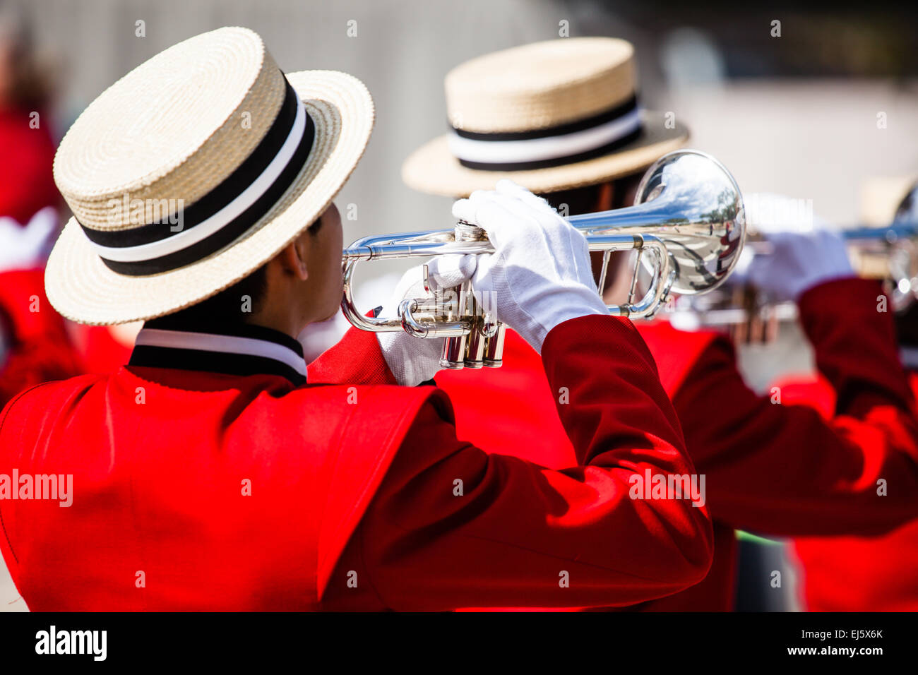 Brass Band in uniform performing Stock Photo Alamy