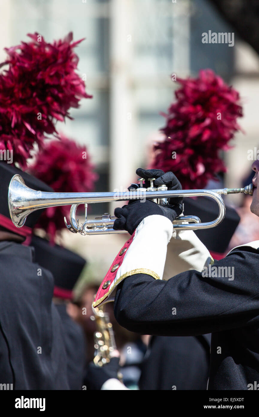 Brass Band in uniform performing Stock Photo Alamy