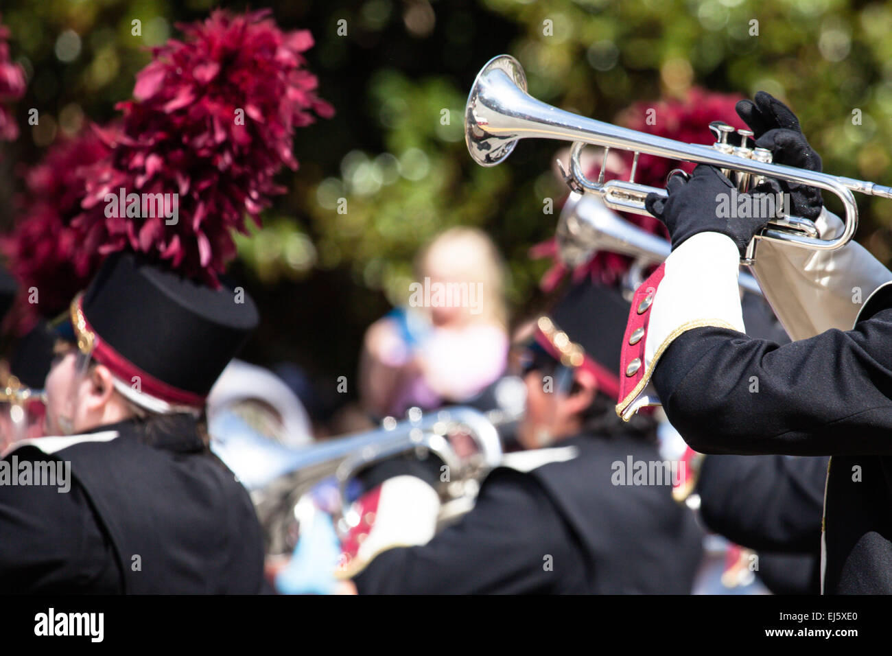 Brass Band in uniform performing Stock Photo Alamy