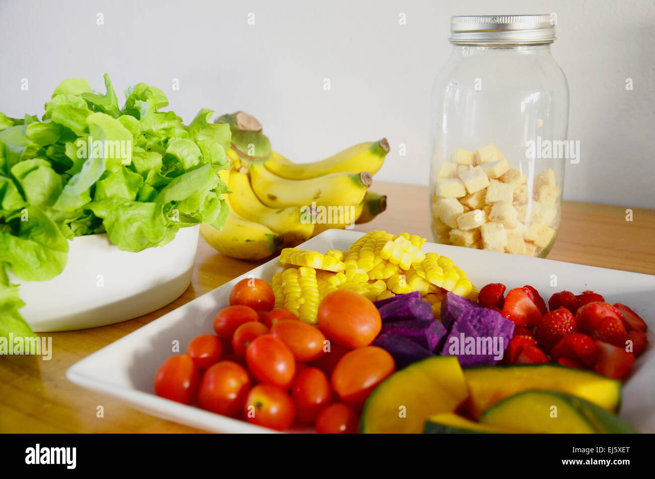 Mixed vegetable and fruit Salad Stock Photo Alamy