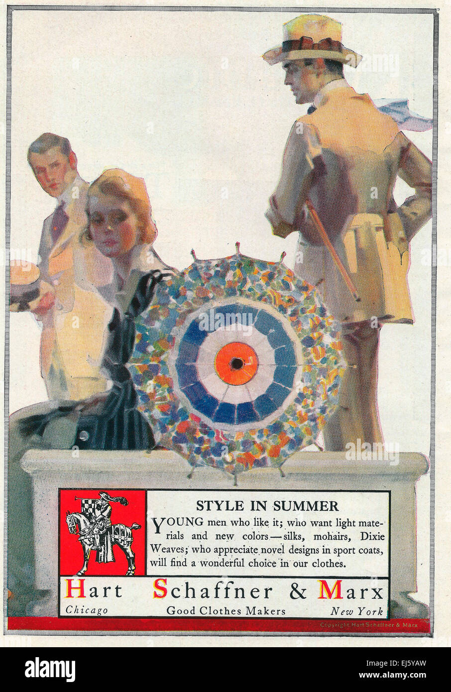 Hart, Schaffner & Marx - Good Clothes Makers - 1916 Advertisement Stock Photo