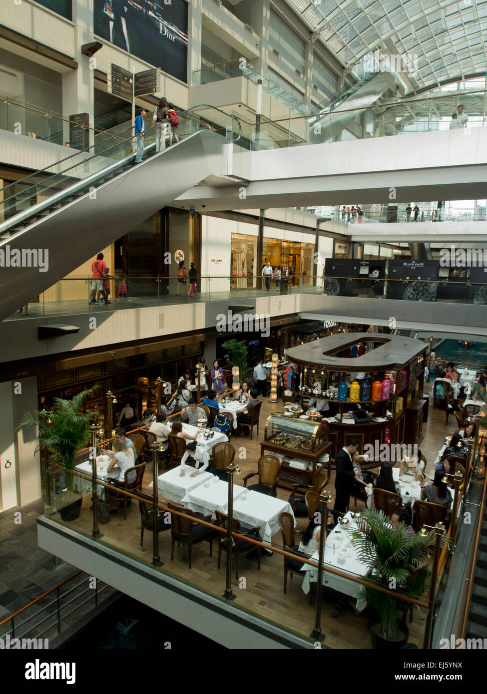 Luxury Restaurant And Shops At Marina Bay Shopping Mall In