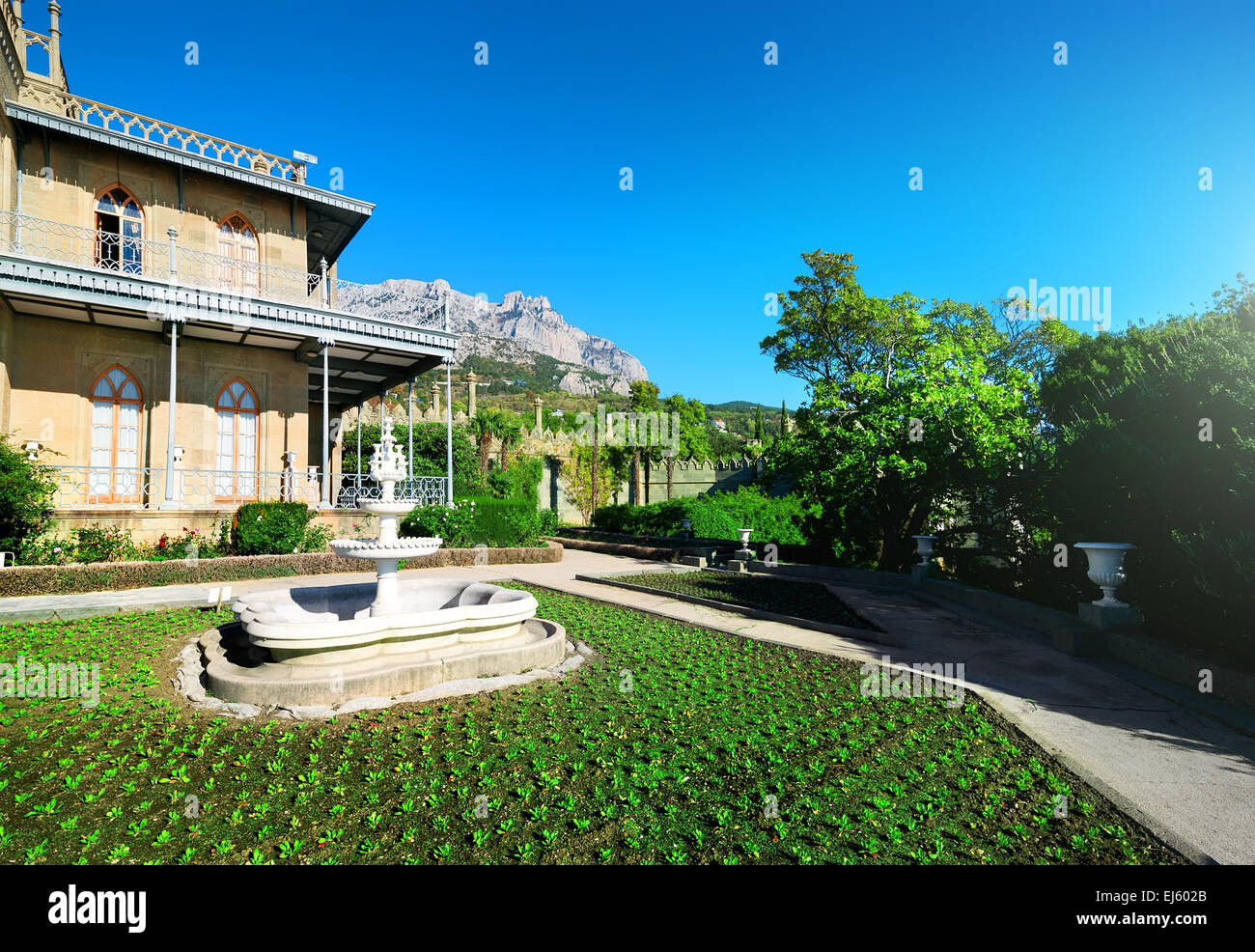 Spring in Vorontsov's residence in the mountains Stock Photo