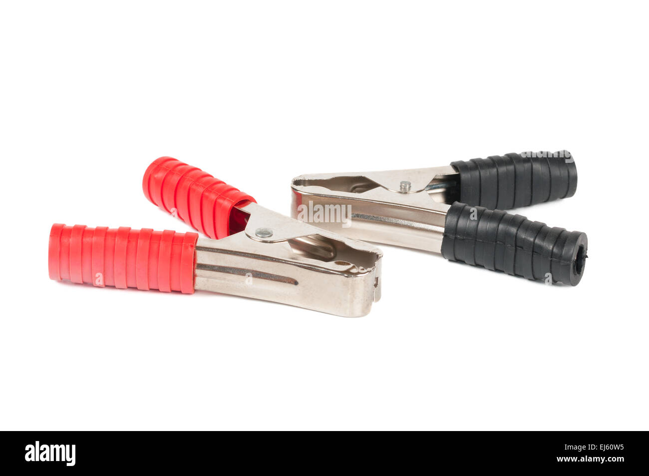 Two automotive spring clips isolated over white background Stock Photo