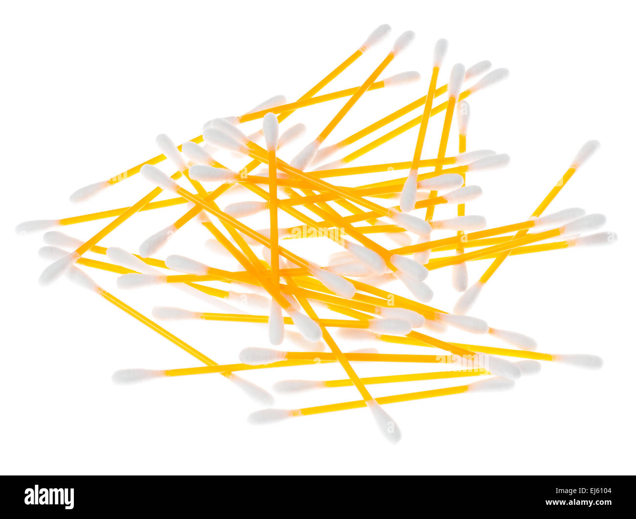 Yellow cotton swabs isolated on the white background Stock Photo