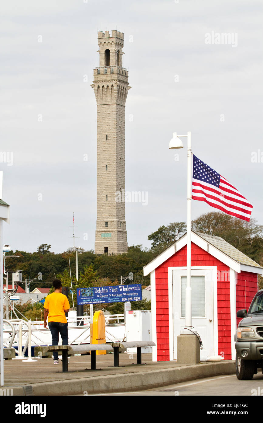 Provincetown Massachusetts with Pilgrim monument, Cape Cod. Stock Photo