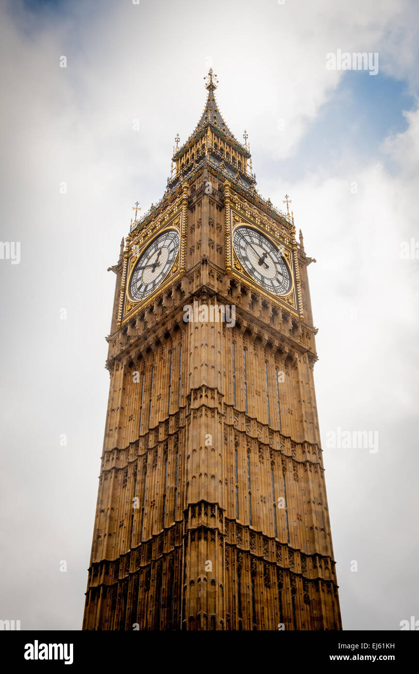 The Big Ben tower, view from the ground, London Stock Photo