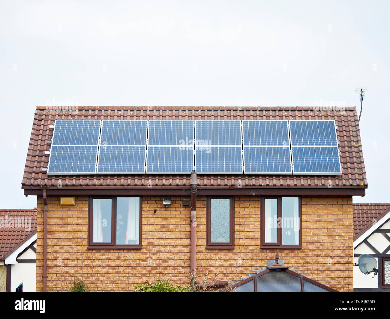 Solar panels on rooftop UK Stock Photo Alamy