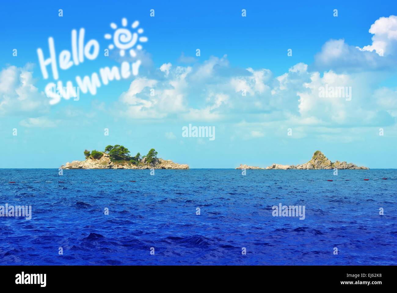 Hello summer sea with rocky islands and clouds Stock Photo - Alamy