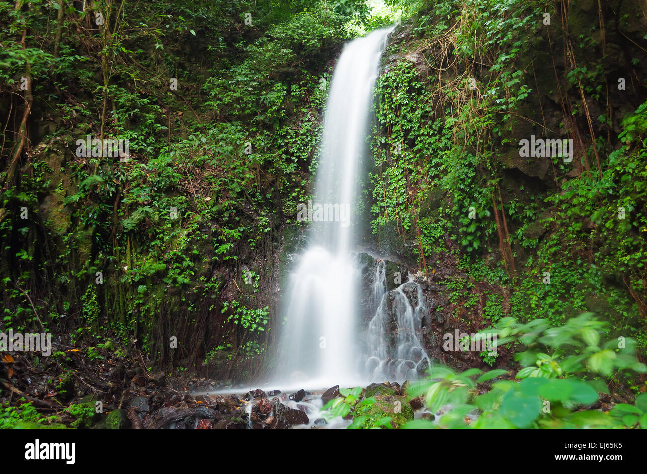 Small waterfall in jungle near Lake Maninjau in West Sumatra, Indonesia Stock Photo