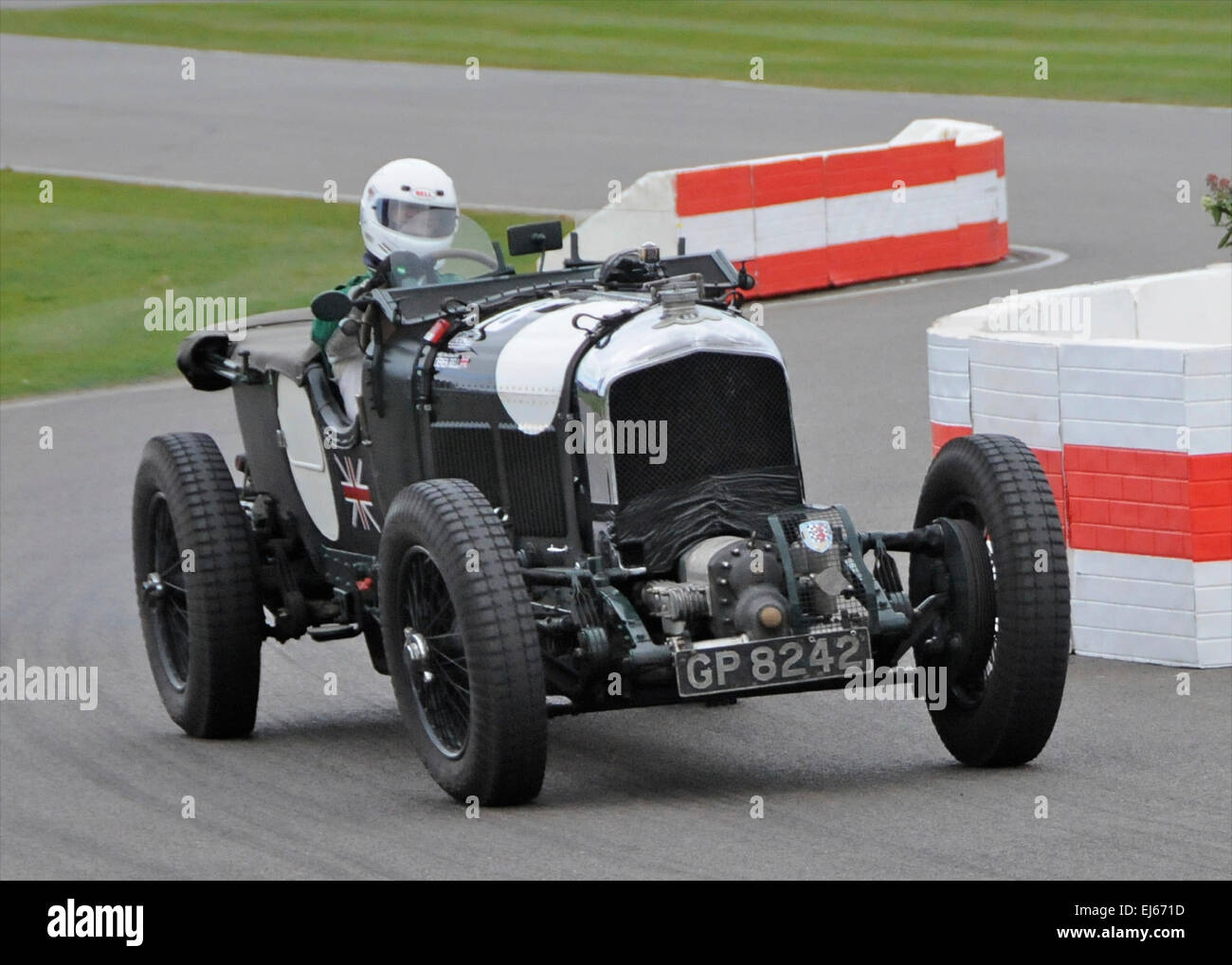Among the literally millions of pounds worth of motoring legends going through their paces at the 73rd Goodwood Member's Meeting held on 21st and 22nd March 2015 in Sussex was this famous 4.5 litre Bentley 'Blower' owned by Martin Overington. Stock Photo