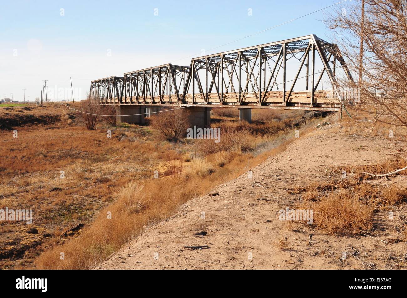 Rio Felix Historic Bridge as seen from the East side looking Southward, New Mexico - USA Stock Photo