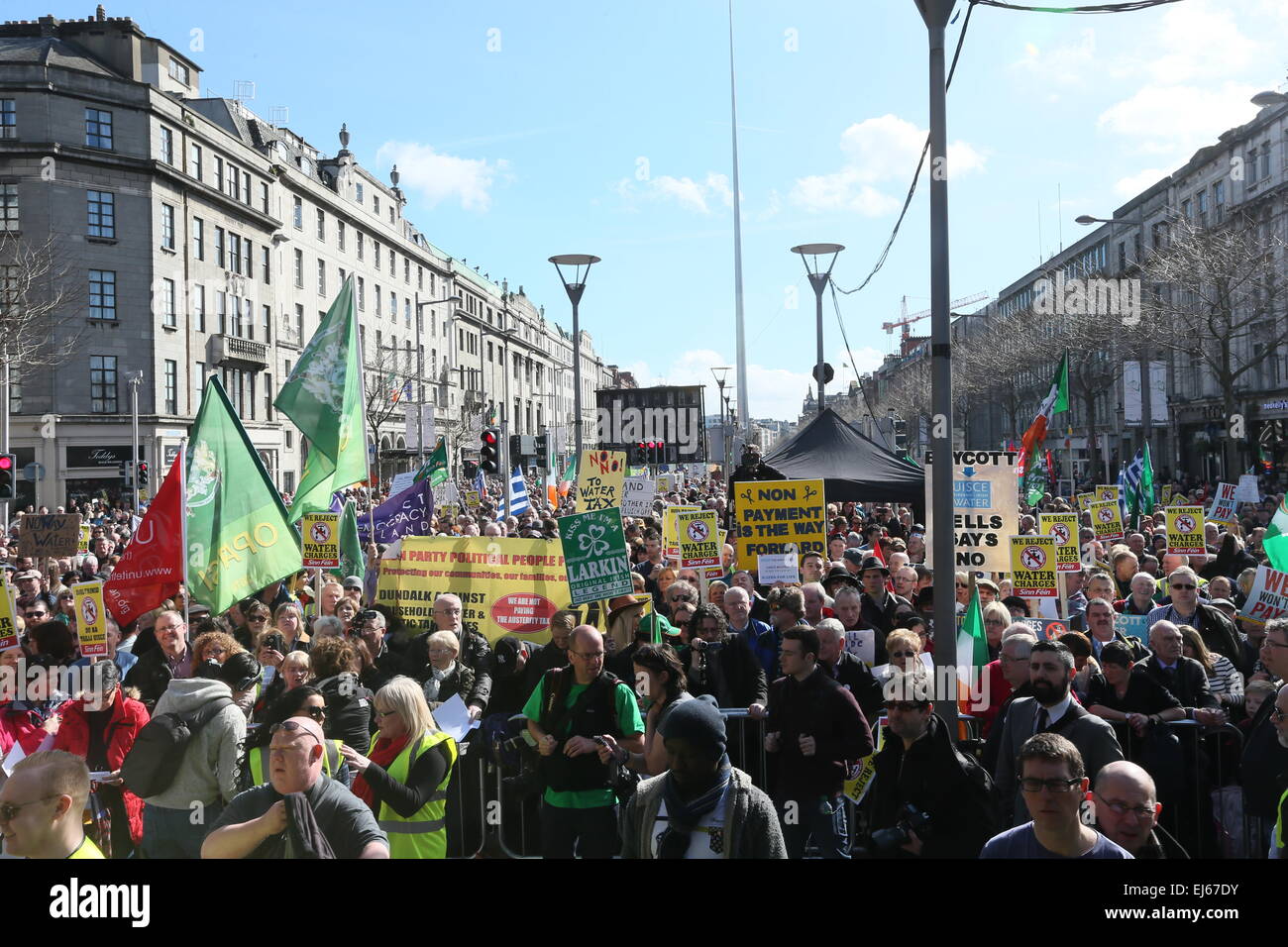 Image from the anti-water charges Right2Water protest in Dublin city centre. Stock Photo