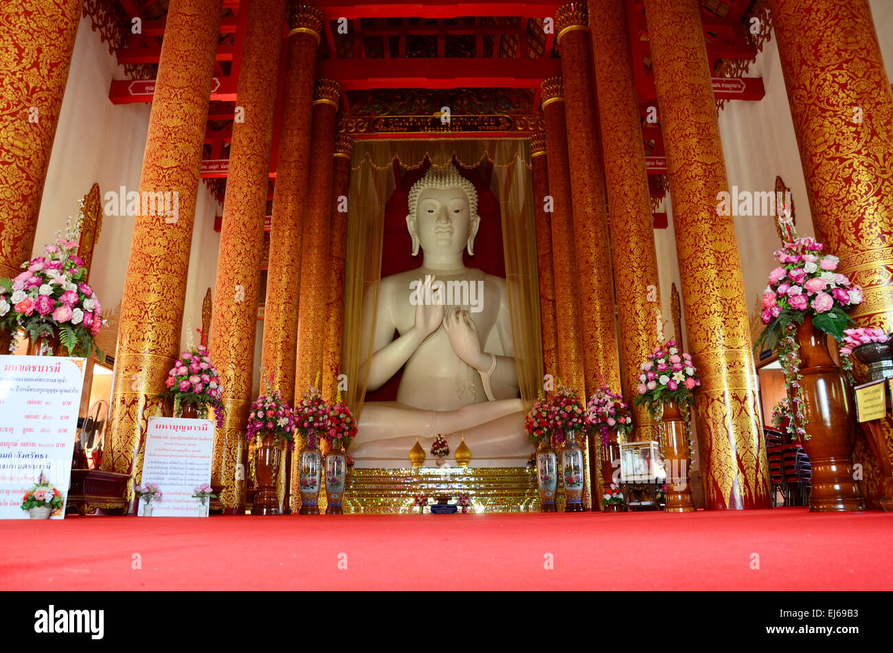 White Big Buddha Statue of Wat Khua Khrae Temple in Chiang Rai